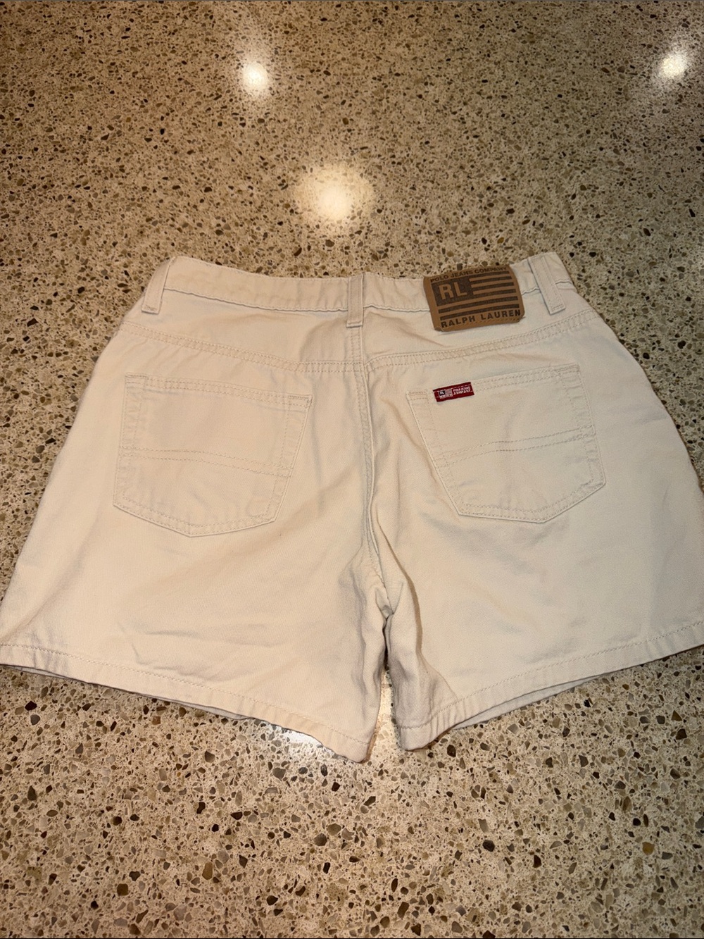 Vintage Polo Jeans Co Ralph Lauren Cream Denim Shorts 4 Waist Off White Cotton